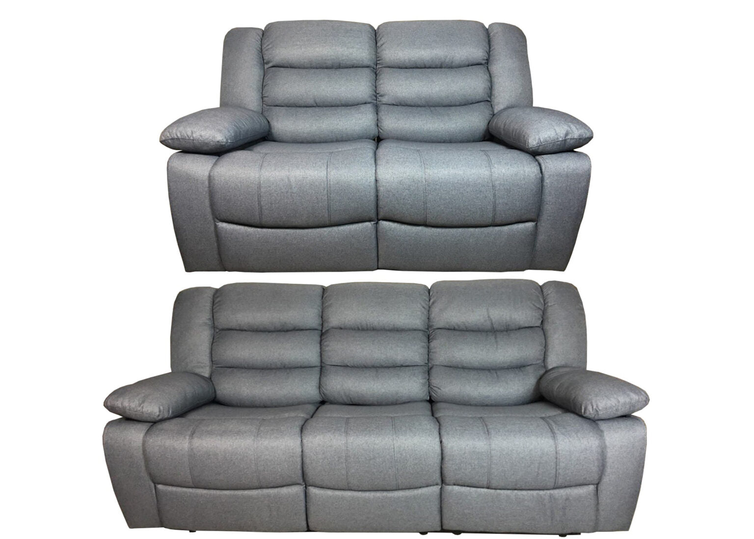 VALENCIA 3+2 RECLINER FABRIC SOFA – GREY
