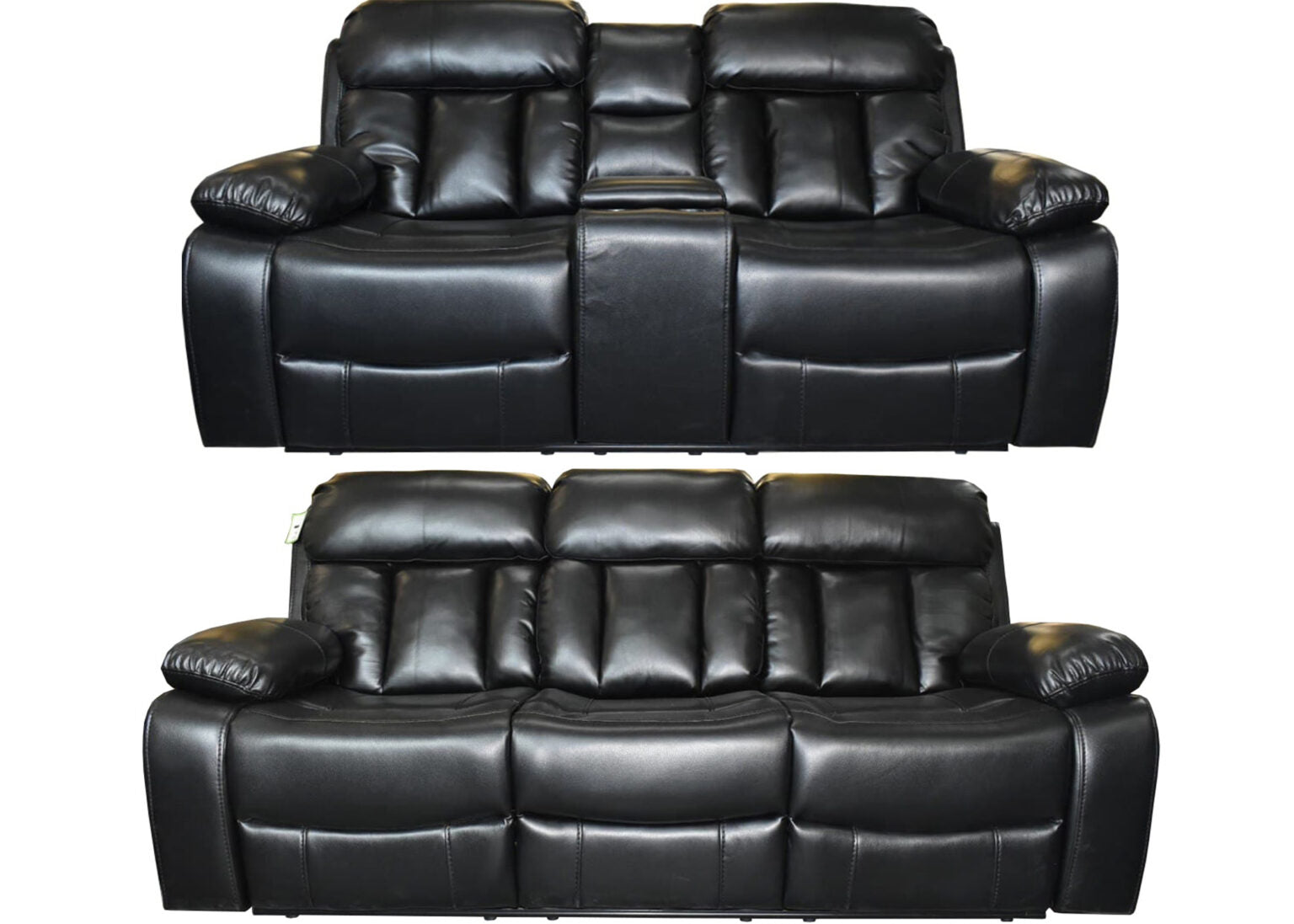 VANCOUVER 3+2 RECLINER LEATHER AIRE SOFA – BLACK