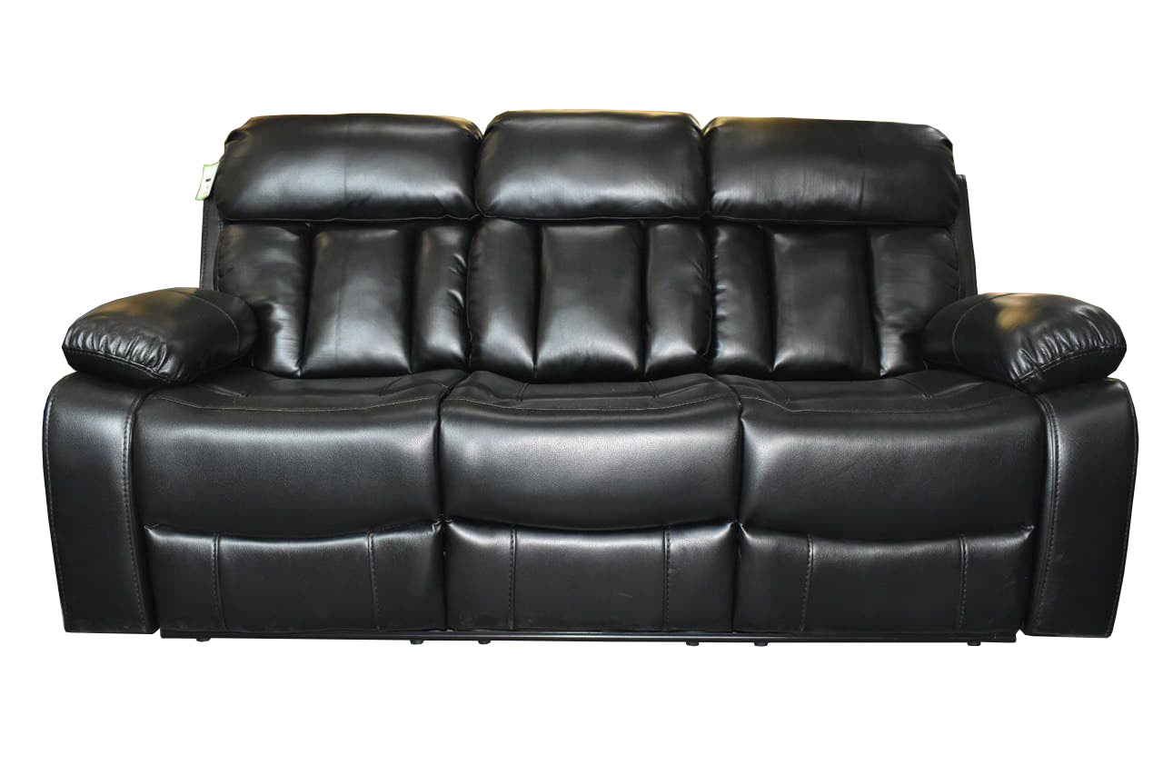 VANCOUVER 3+2 RECLINER LEATHER AIRE SOFA – BLACK