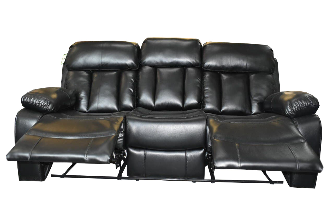 VANCOUVER 3+2 RECLINER LEATHER AIRE SOFA – BLACK