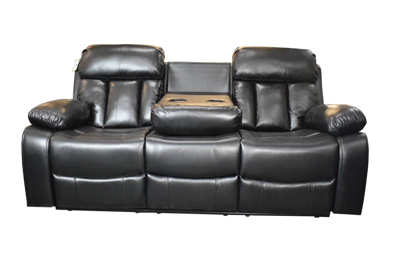 VANCOUVER 3+2 RECLINER LEATHER AIRE SOFA – BLACK