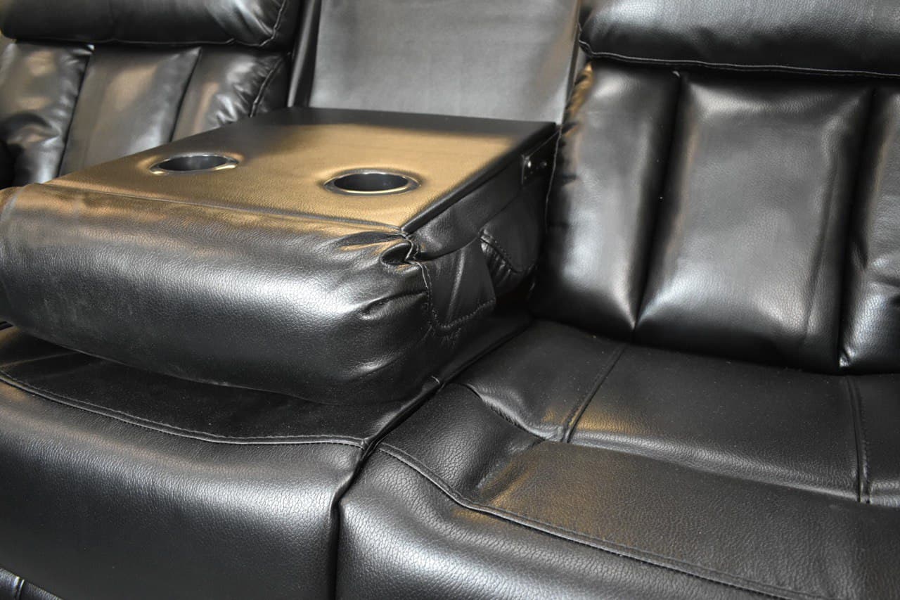 VANCOUVER 3+2 RECLINER LEATHER AIRE SOFA – BLACK