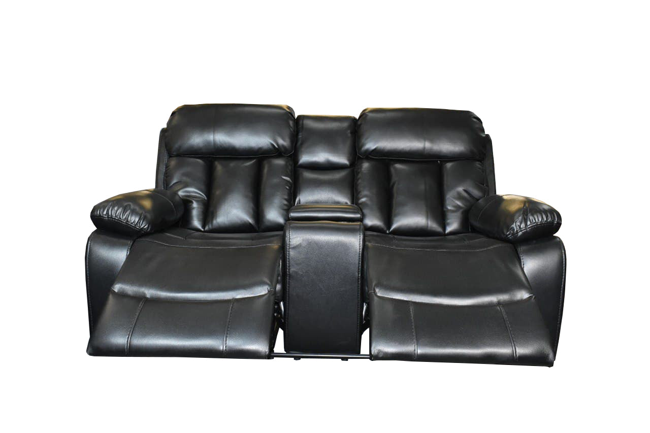 VANCOUVER 3+2 RECLINER LEATHER AIRE SOFA – BLACK