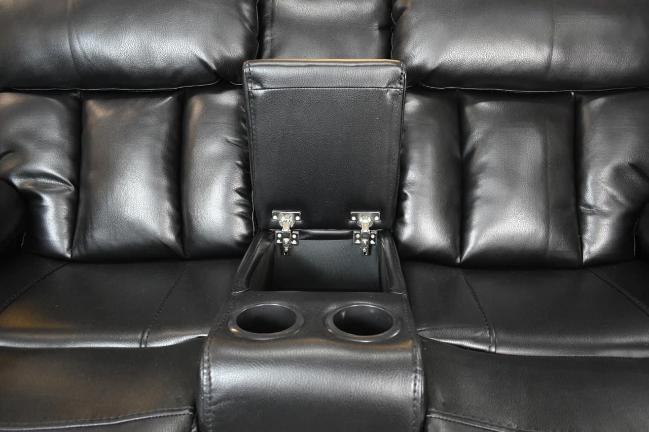 VANCOUVER 3+2 RECLINER LEATHER AIRE SOFA – BLACK