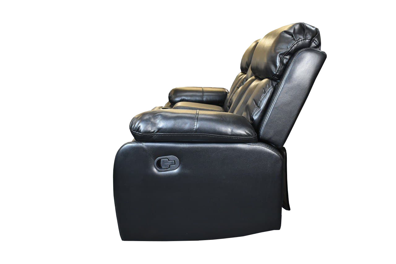 VANCOUVER 3+2 RECLINER LEATHER AIRE SOFA – BLACK