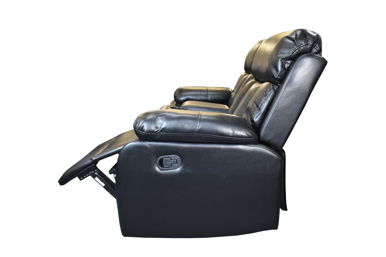 VANCOUVER 3+2 RECLINER LEATHER AIRE SOFA – BLACK