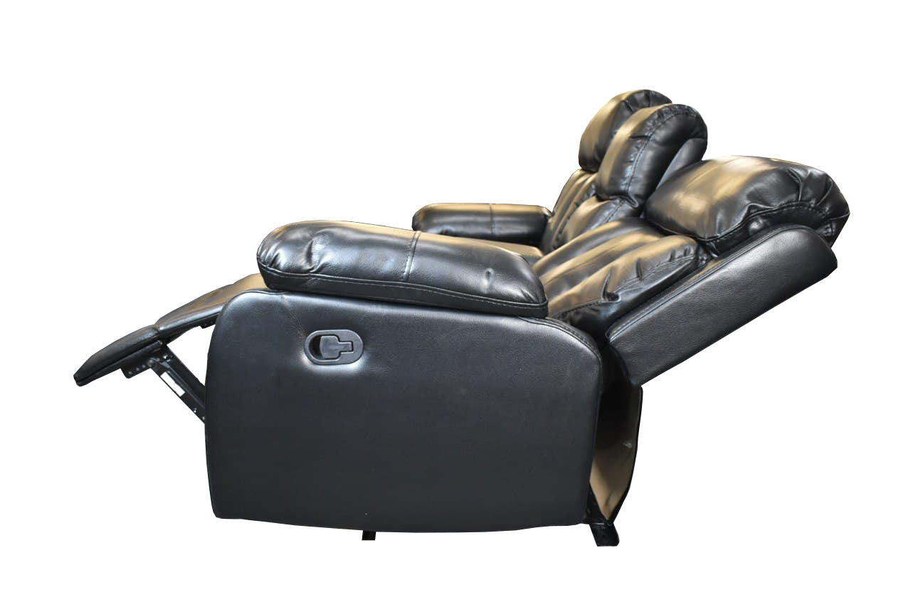 VANCOUVER 3+2 RECLINER LEATHER AIRE SOFA – BLACK