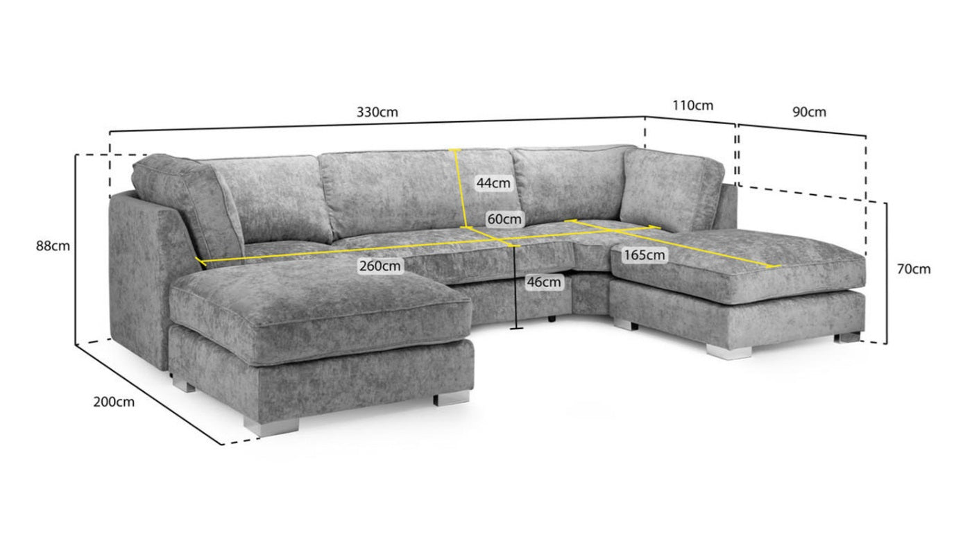 BISHOP U SHAPE FULL BACK CORNER FABRIC SOFA – TRUFFLE