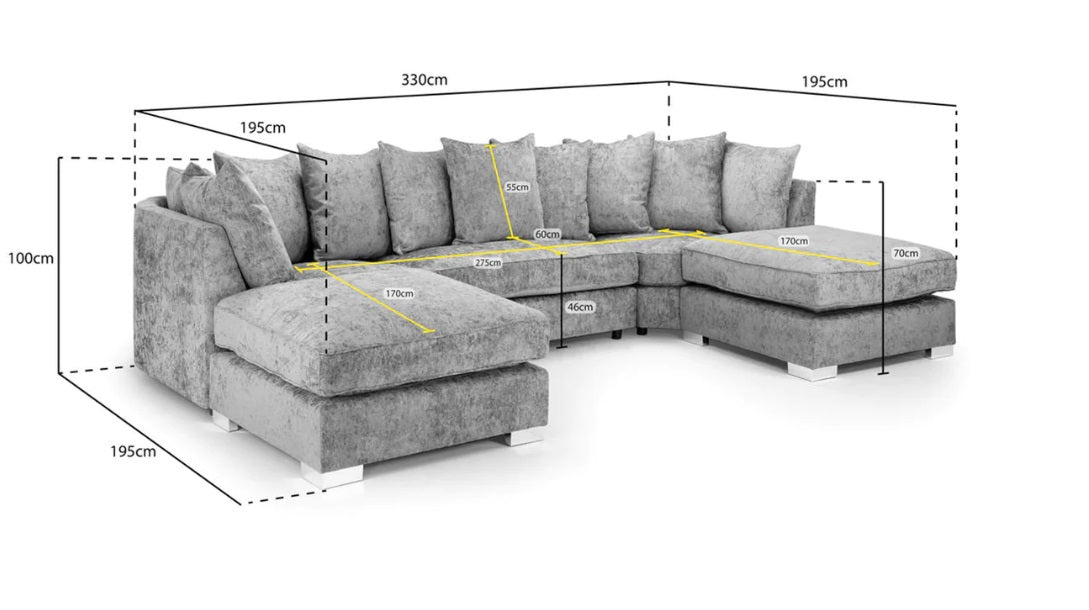 BISHOP U SHAPE SCATTER BACK CORNER FABRIC SOFA – GREY