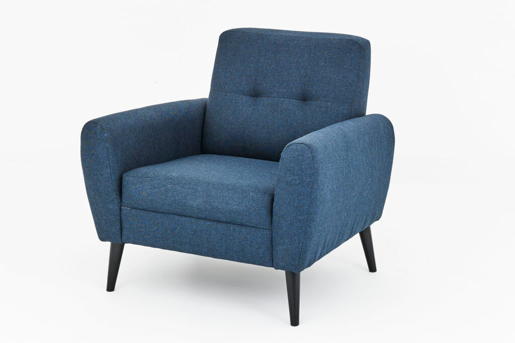 Chic Navy Fabric Sofa Set