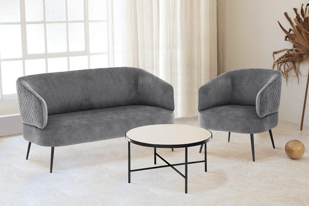 Exquisite Grey Velvet Sofa Set