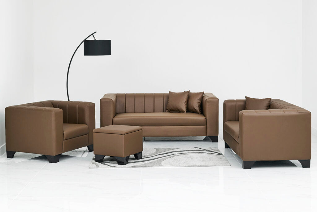 Grace Brown Pvc Sofa Set
