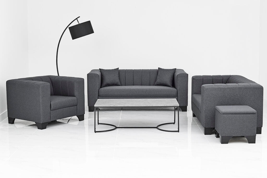 Grace Grey Fabric Sofa Set