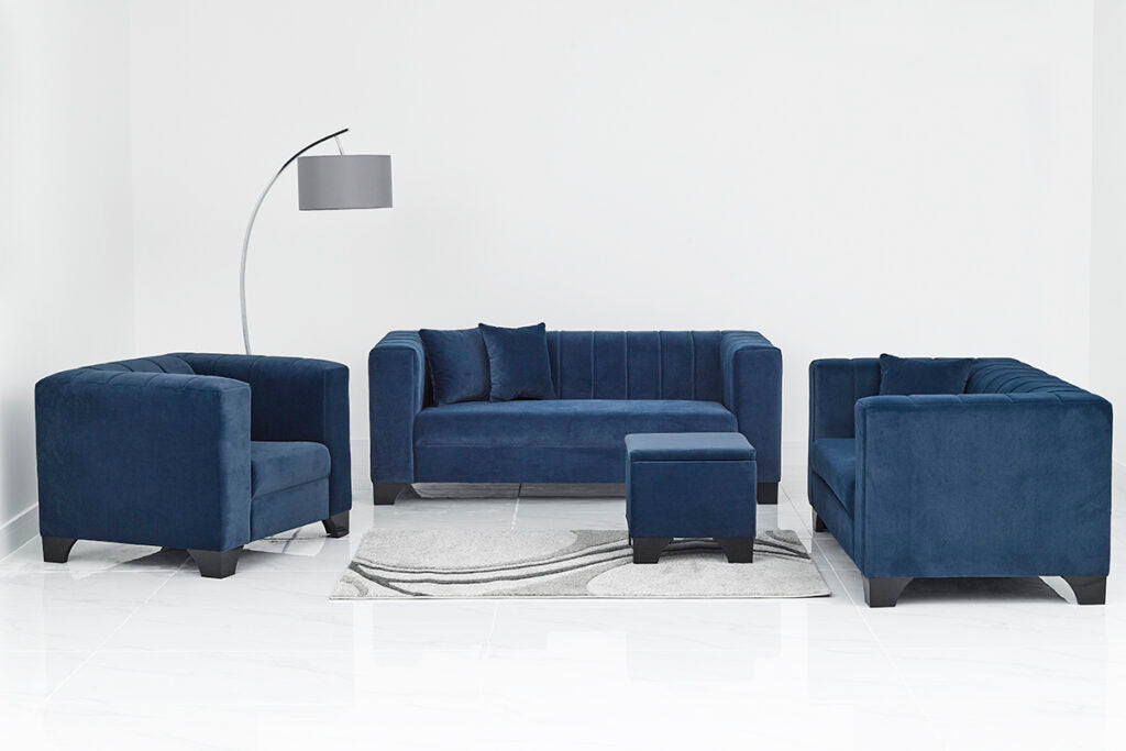 Grace Navy Velvet Sofa Set