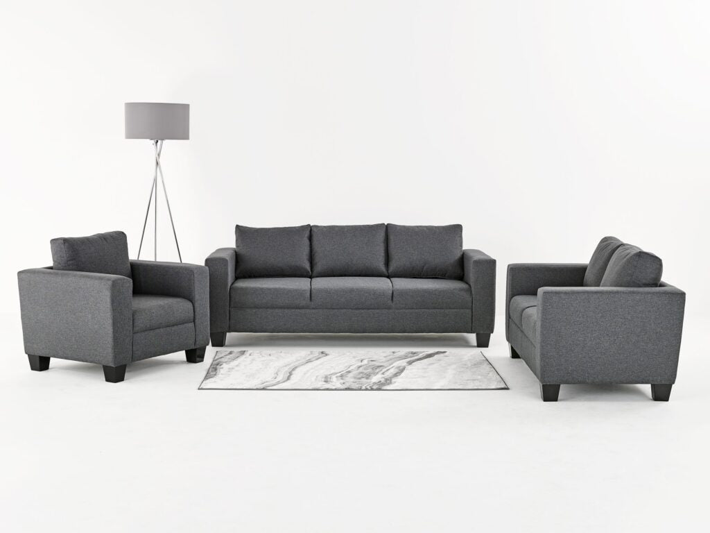 Victoria Charcoal Grey Fabric Sofa Set