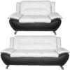 SHIRAZ 3+2 LEATHER SOFA SET – WHITE/BLACK