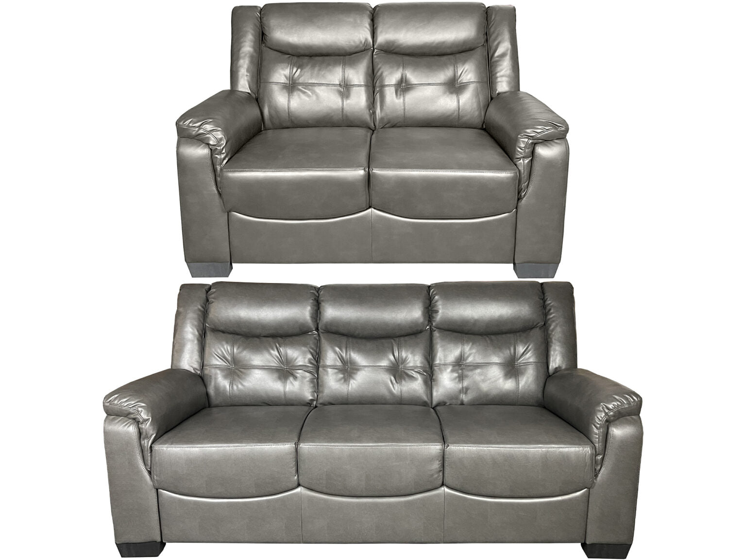 VICTORIA 3+2 LEATHET AIRE SOFA SET – GREY