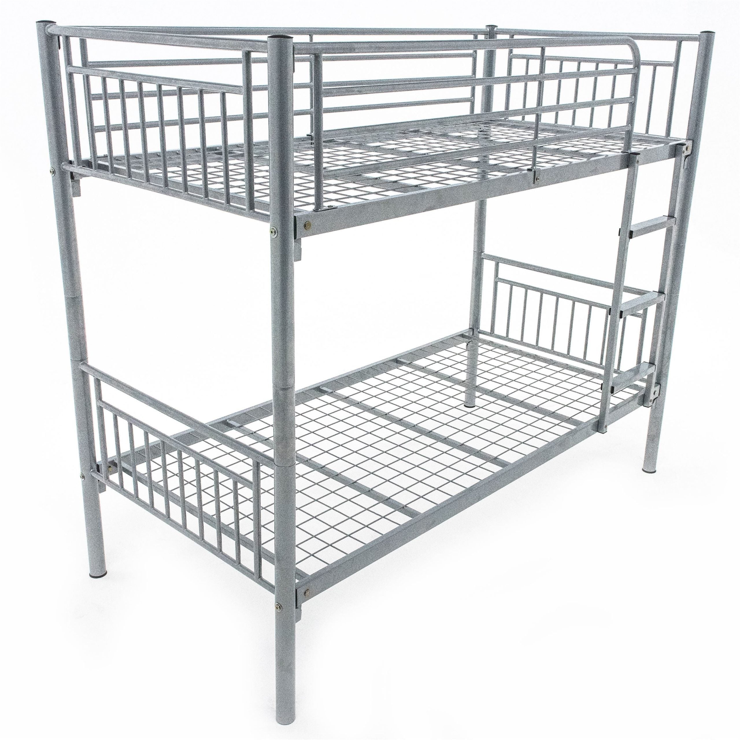 Silver Milano Metal Bunk Bed - Reinforced Heavy Duty Mesh Base Frame, Best Selling (90x190cm)