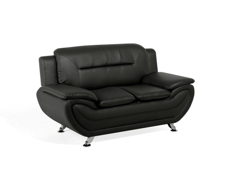 SHIRAZ 3+2 LEATHER SOFA SET – BLACK