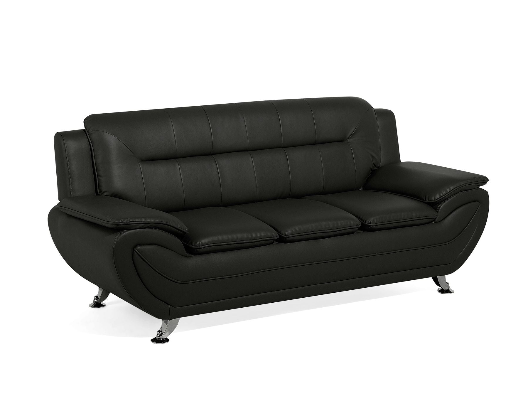 SHIRAZ 3+2 LEATHER SOFA SET – BLACK