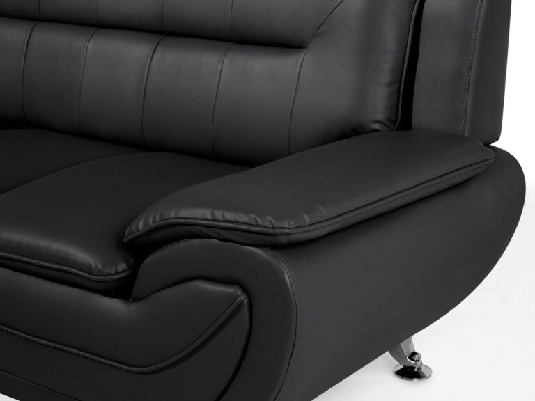 SHIRAZ 3+2 LEATHER SOFA SET – BLACK
